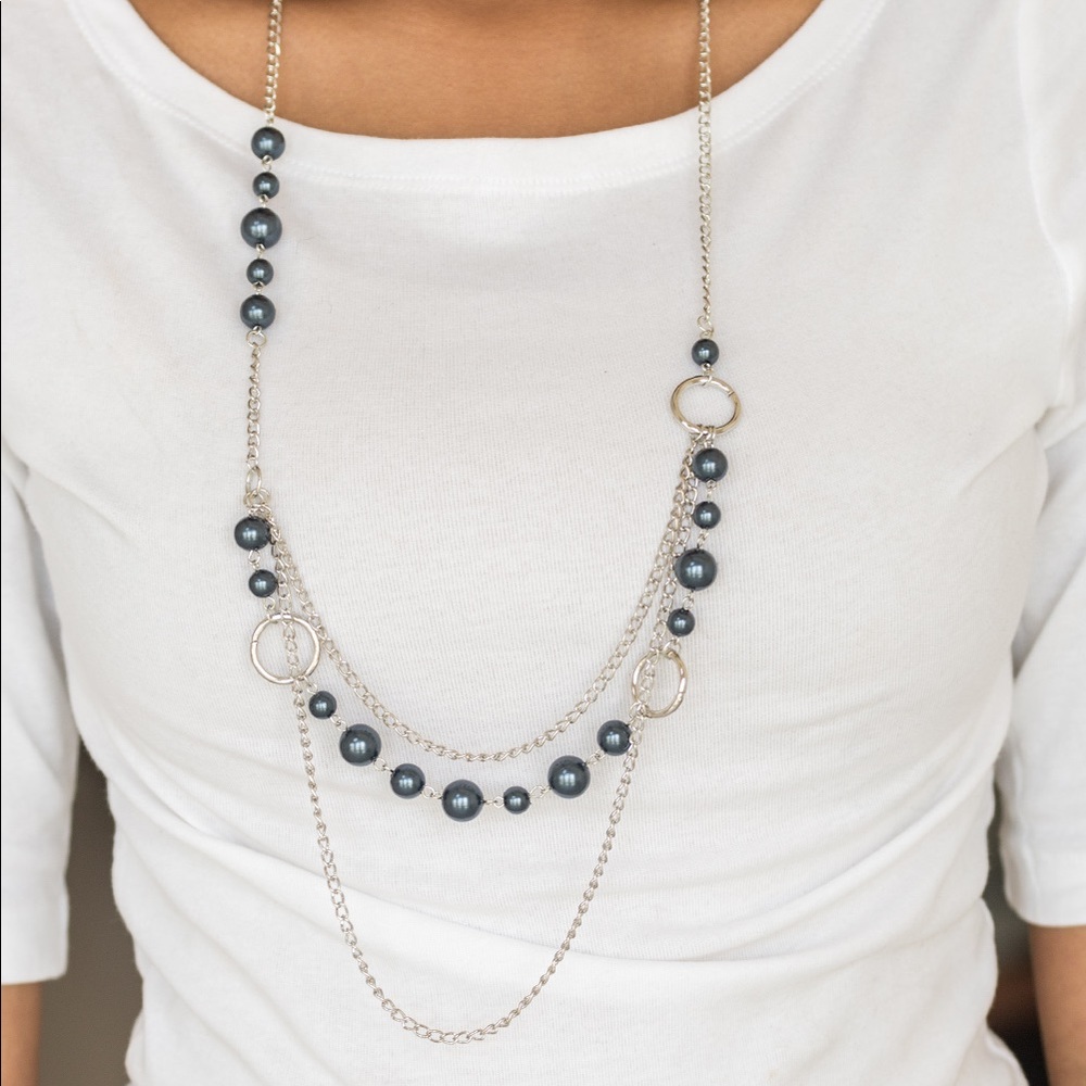 Blue Long Beaded Princess Necklace